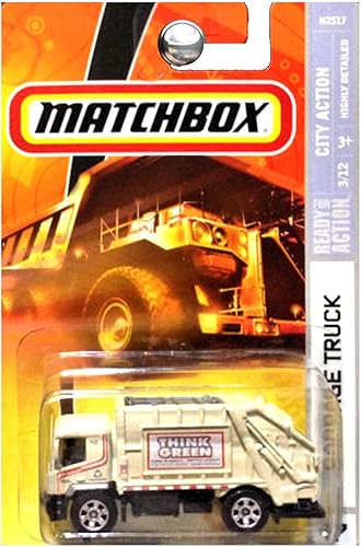 Matchbox 2008 City Action Think Green Garbage Truck Trash Recycle Tan Cream