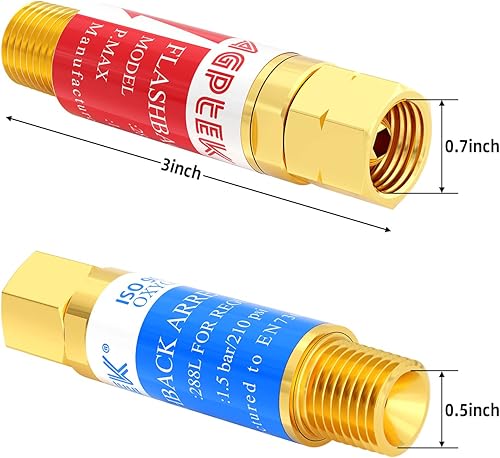 Miniatura 8 de AGPTEK Los pararrayos del flashback del acetileno del oxígeno fijaron tamaño B del extremo 9/16-18 del regulador