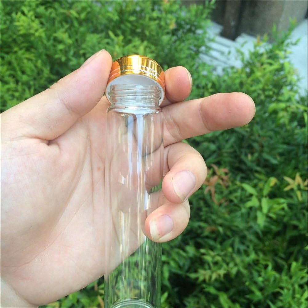 12units Empty Jars Glass Bottle with Aluminium Gold Color Screw Cap 60ML Sealed liquid Food Gift Container (12, 60ML-Golden Lid)
