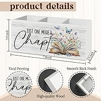 Vista 7 de Just One More - Organizador para lápices de capítulo para accesorios de escritorio, regalos para amantes de los libros, caja de madera, letrero