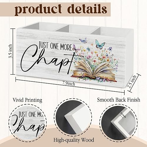 Miniatura 7 de Just One More - Organizador para lápices de capítulo para accesorios de escritorio, regalos para amantes de los libros, caja de madera, letrero de