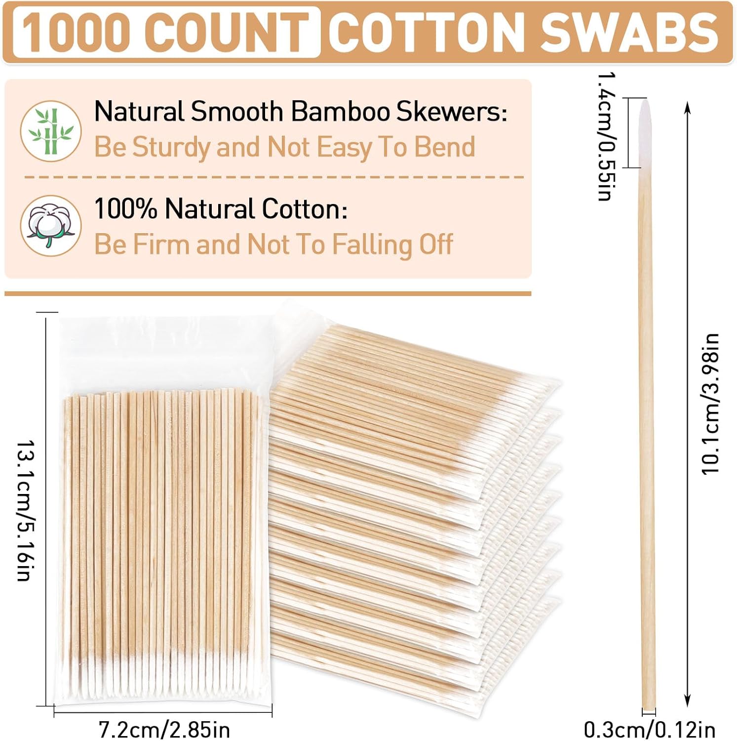 1000 Count Microblading Cotton Swab, Cotton Swabs Pointed Tip, Cotton Swabs Wood Sticks, Cotton Tipped Applicator, Tattoo Permanent Supplies (1000pcs)