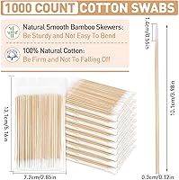 Vista 3 de Fenshine 1000 hisopos de algodón microblading, punta puntiaguda, hisopos de algodón, palitos de madera, aplicador de punta de algodón, suministros