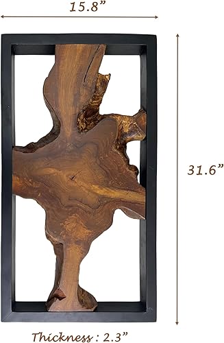 Miniatura 8 de Warmaxx Arte de pared de madera natural de teca de 31.6 x 15.8 pulgadas, rectangular, decoración de pared de casa de campo, decoración del hogar,