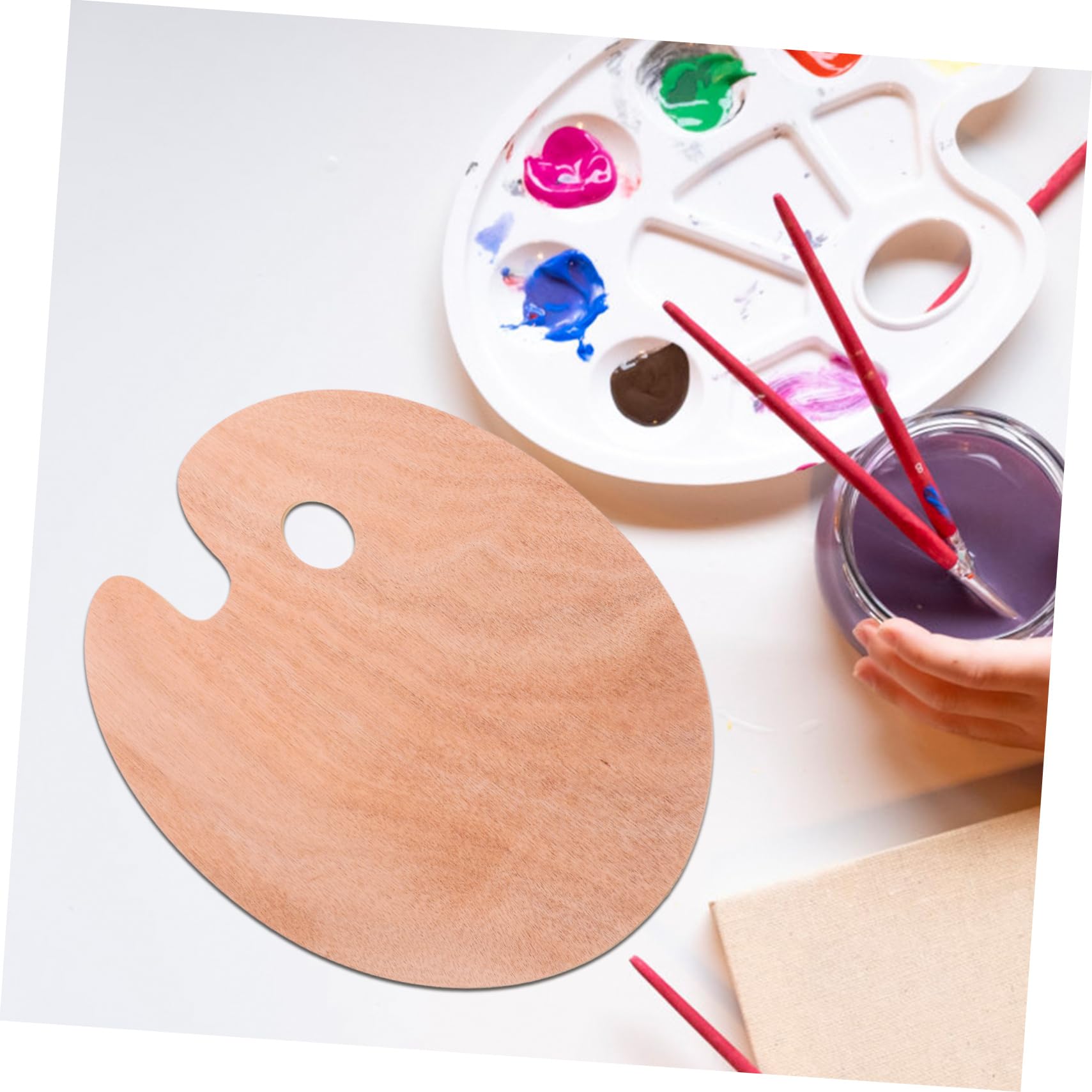 Housoutil 5 Pièces Palette de Peinture Ovale avec Trou pour Pouce Surface Lisse Antidérapante Palette Ergonomique pour Artistes
