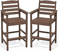 Vista 10 de SERWALL Juego de 2 sillas Adirondack altas con mesa de conexión, color gris
