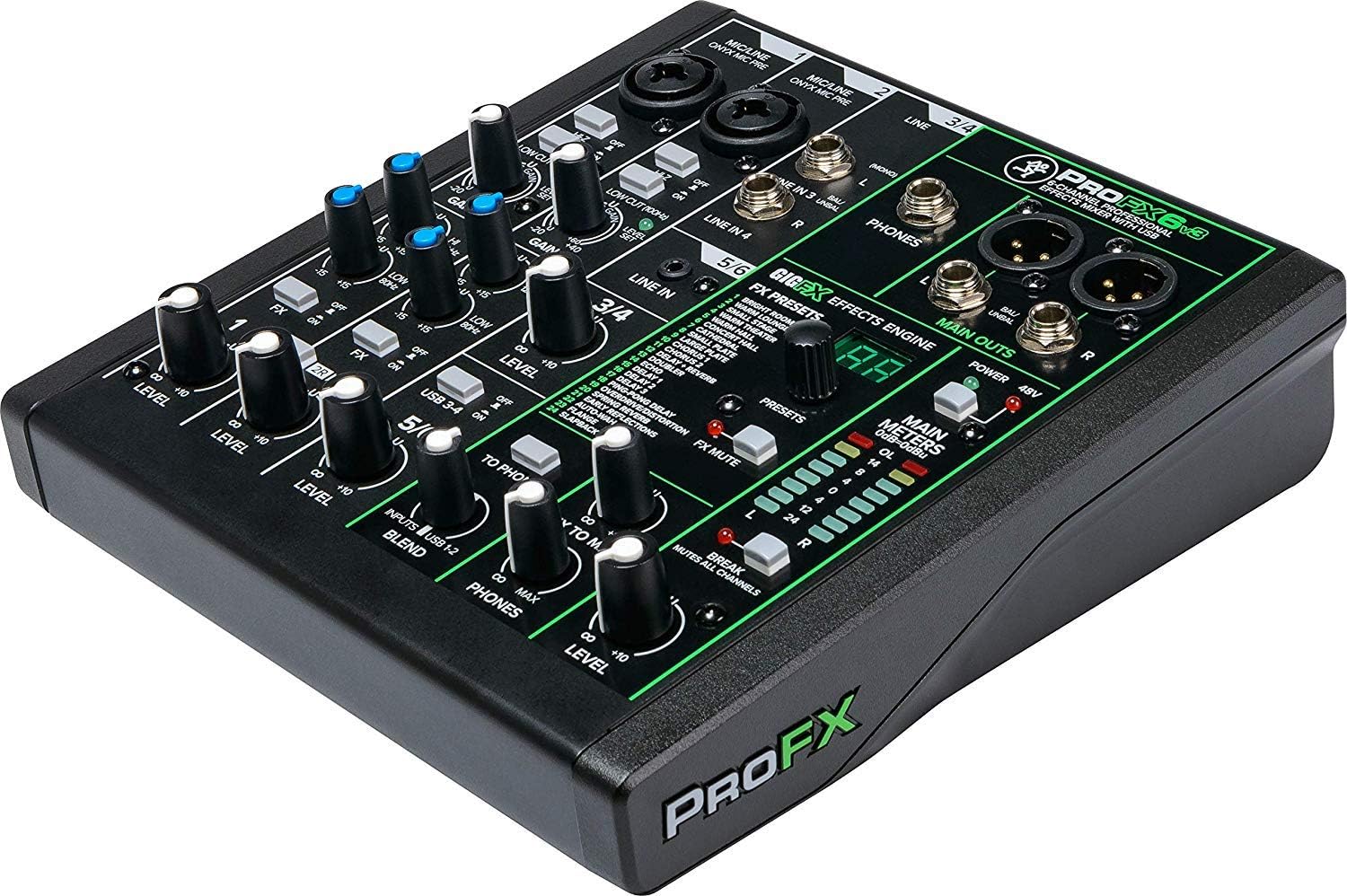 Mackie ProFX6v3 6-Channel Mixer with USB and Effects with Pair of EMB XLR Cable and Gravity Magnet Phone Holder Bundle