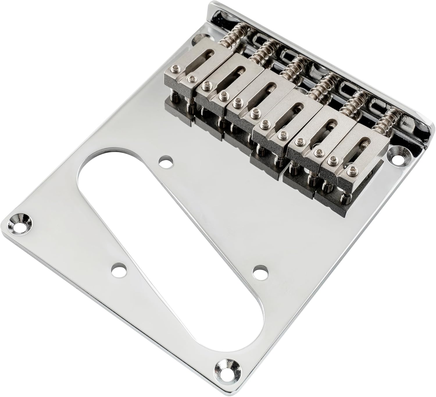 Musiclily Pro 54mm Modern Telecaster Bridge 6 SUS Stainless Steel Saddles for Fender Squier Tele Style Electric Guitar, Chrome