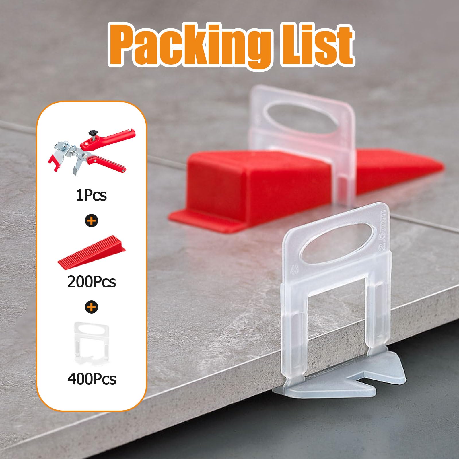 Sistema Livellamento con Pinza, 2mm 400 Pezzi Distanziatori Piastrelle, 200 Cunei Riutilizzabili, Livellatori per DIY a Professionale, Utensili per Parete a Pavimento