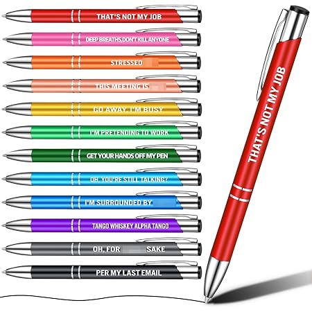 12 Packs Funny Pen Ballpoint Pens for Colleagues Funky Stationery ...