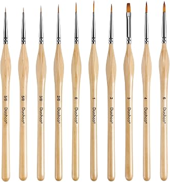 Small Paint Brush Set, 10 pcs Thin Paint Brushes for Fine Detailing | Wooden Handle, Anti-fatigue Triangular Grip, Multiple Brush Sizes, Craft, Models, Art & Rock Painting, Acrylics & Watercolor