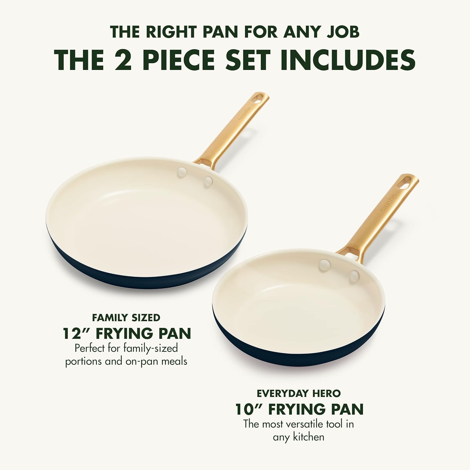 Healthy Ceramic Nonstick Frying Pan Skillet Set, Twilight Blue