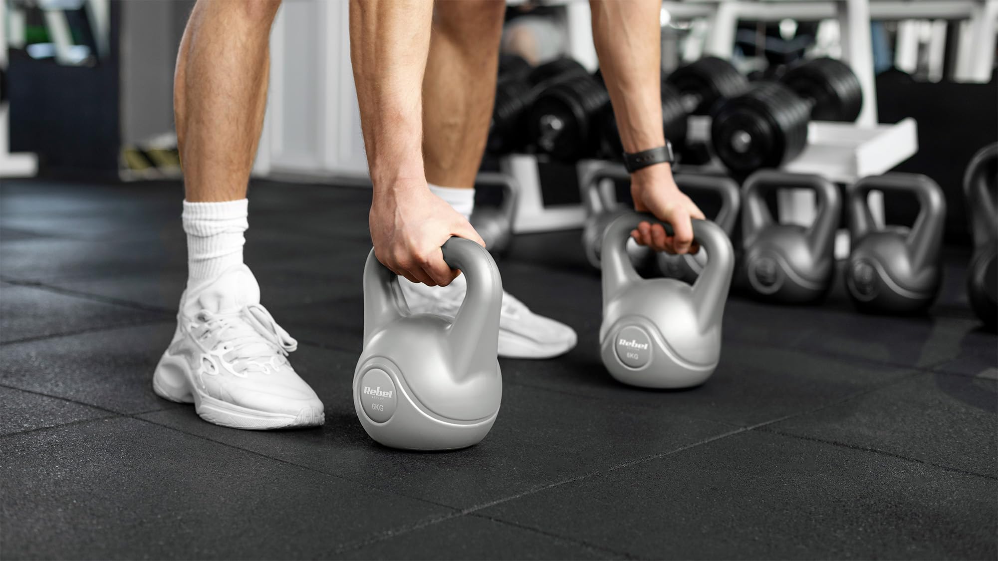 Rebel Electro Kettlebell Bitumiczny 16kg RBA-2322G-16 Szary