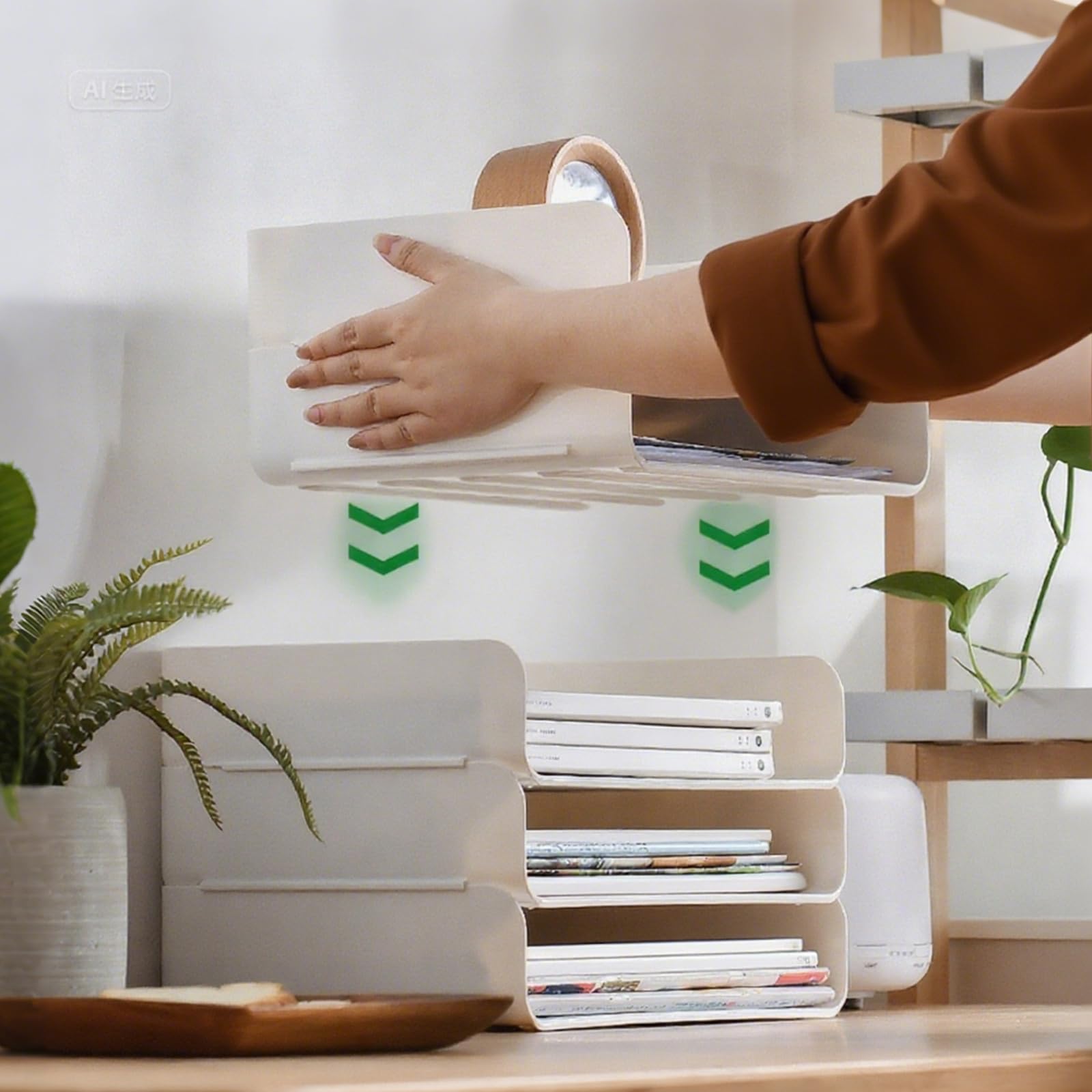 Okllen Paquete de 3 bandejas apilables de Escritorio para Cartas, Organizador de bandejas de Documentos de Papel de 3 Niveles, Estante de plástico Blanco para Papel A4, revistas, Recibos, Suministros