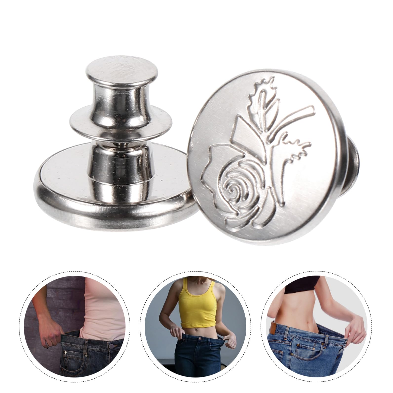 SHINEOFI 60pezzi Bottoni Regolabili Per Jeans Bottoni Staccabili Per Pantaloni Accessori Moda Per Abbigliamento Facili Da Installare e Leggeri Design Elegante e Chic Per Jeans e Gonne