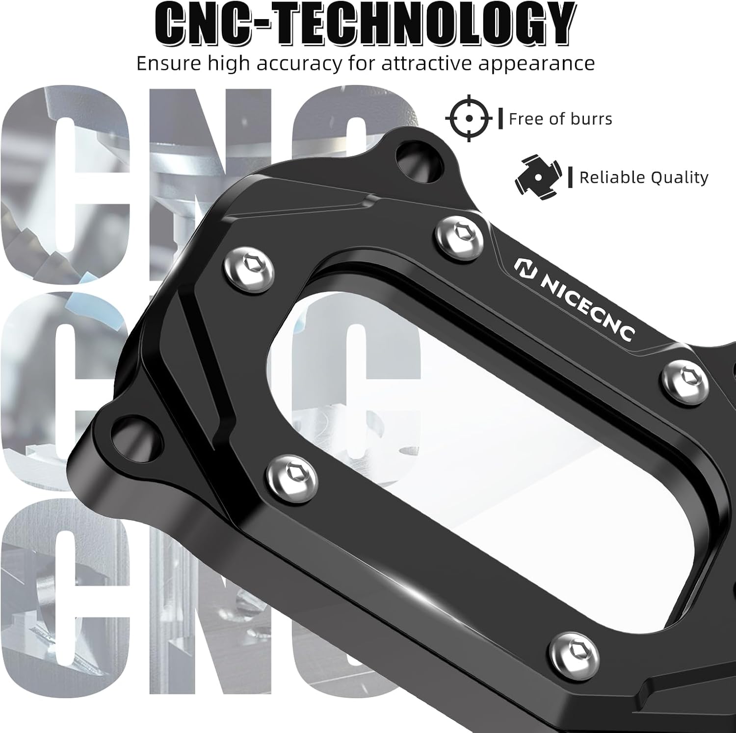 NICECNC Black Cylinder Head Side Cover Compatible with Yamaha Raptor 700 2006-2026, Raptor 700R 2009-2026, Grizzly 700 2007-2023, Grizzly 550 2009-2014, Replacement for 1S3-11186-00-00 See Fitment