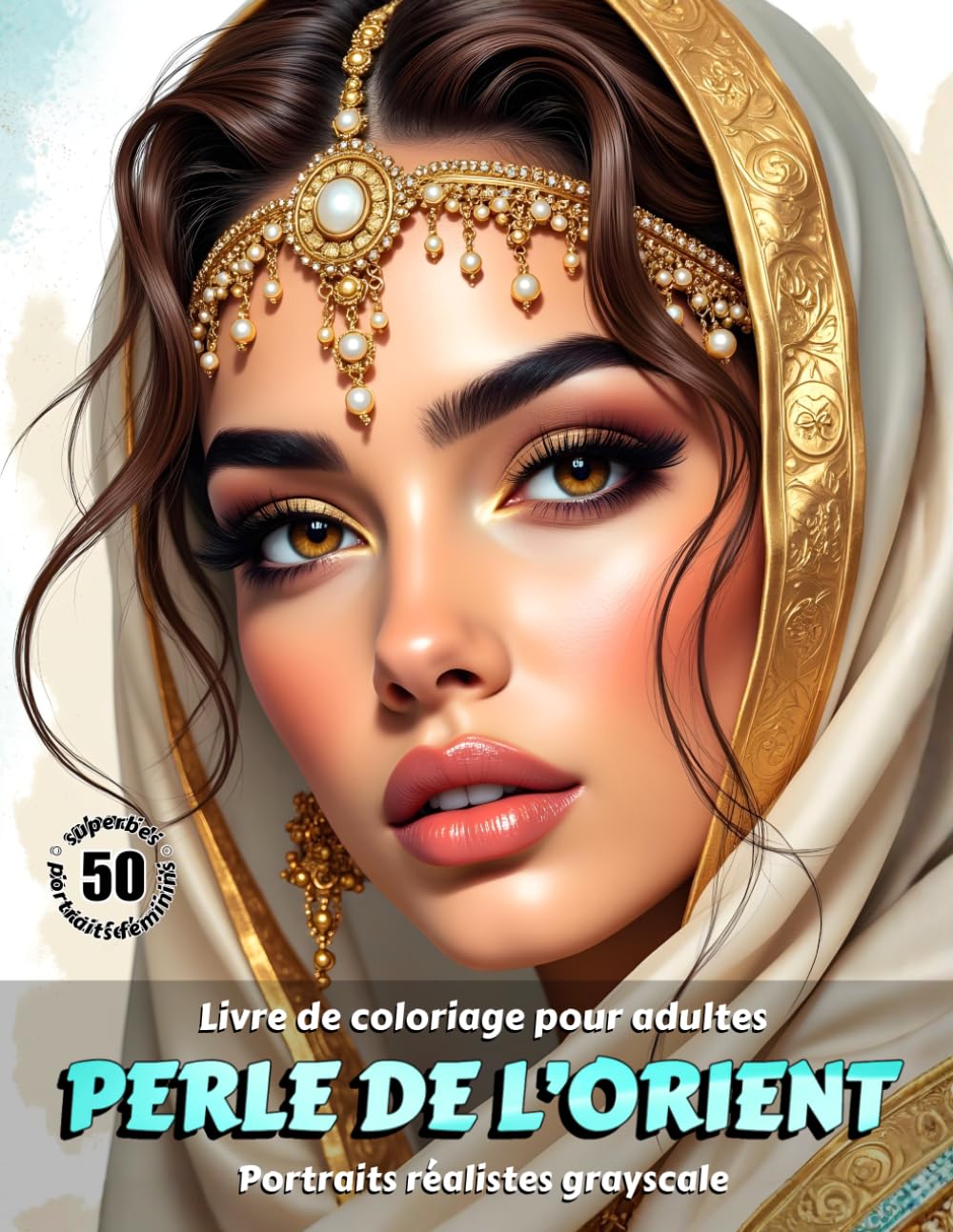 PERLE DE L’ORIENT – Livre de Coloriage pour Adultes | Portraits Réalistes en Niveaux de Gris | pour Détente, Créativité Consciente: Édition française (Aventures colorées)