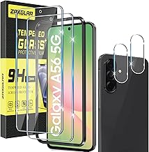 ZAXGLAR Tempered Glass Film for Samsung Galaxy A56 5G, 2 Pieces Screen Protector and 2 Pieces Camera Film, with Alignment Frame, 9H Hardness, Anti Scratch, Anti-Fingerprint
