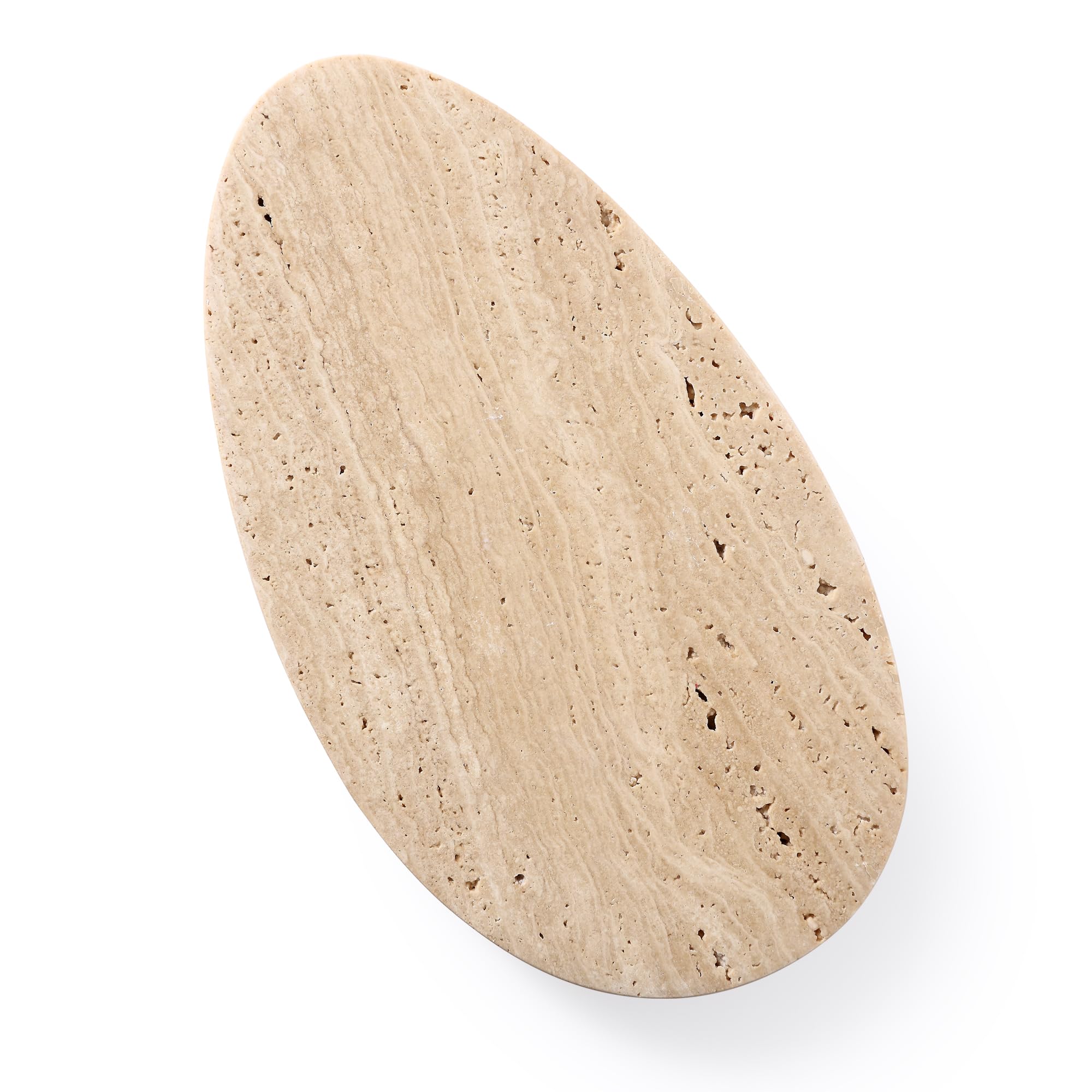 Bandeja de travertino natural para joyas y portavelas | Piedra sólida única con vetas naturales y agujeros. Versátil para baño, tocador, entrada o mesa de café.