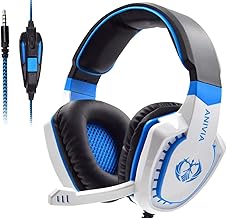 USB Stereo Gaming Headset PC, SADES L9Plus 7.1 Virtual Surround Sound Noise Isolation Over Ear Headphones Mic, LED Light, Deep Bass, Soft Memory Earmuffs Laptop Desktop Computer (Black Blue)