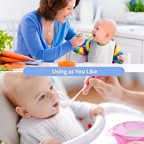 Miniatura 6 de Zhanmai Paquete de 20 baberos de muselina ajustables para bebé, baberos blancos de 6 capas absorbentes, baberos para recién nacidos, baberos bandana