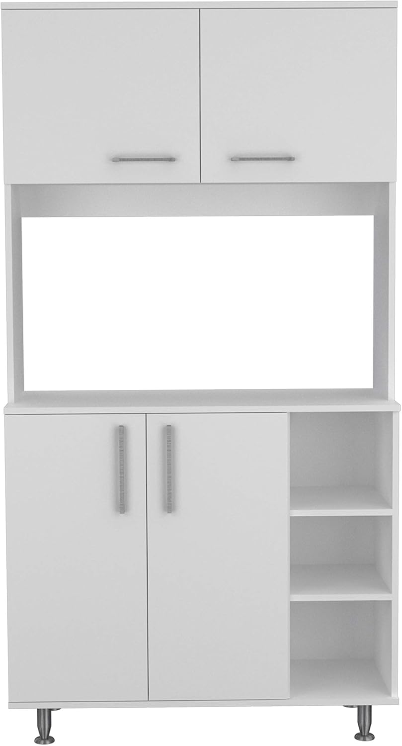 Colorado Pantry Cabinet with Three Small Open Shelves and One Cabinet, Color White. for Kitchen Room
