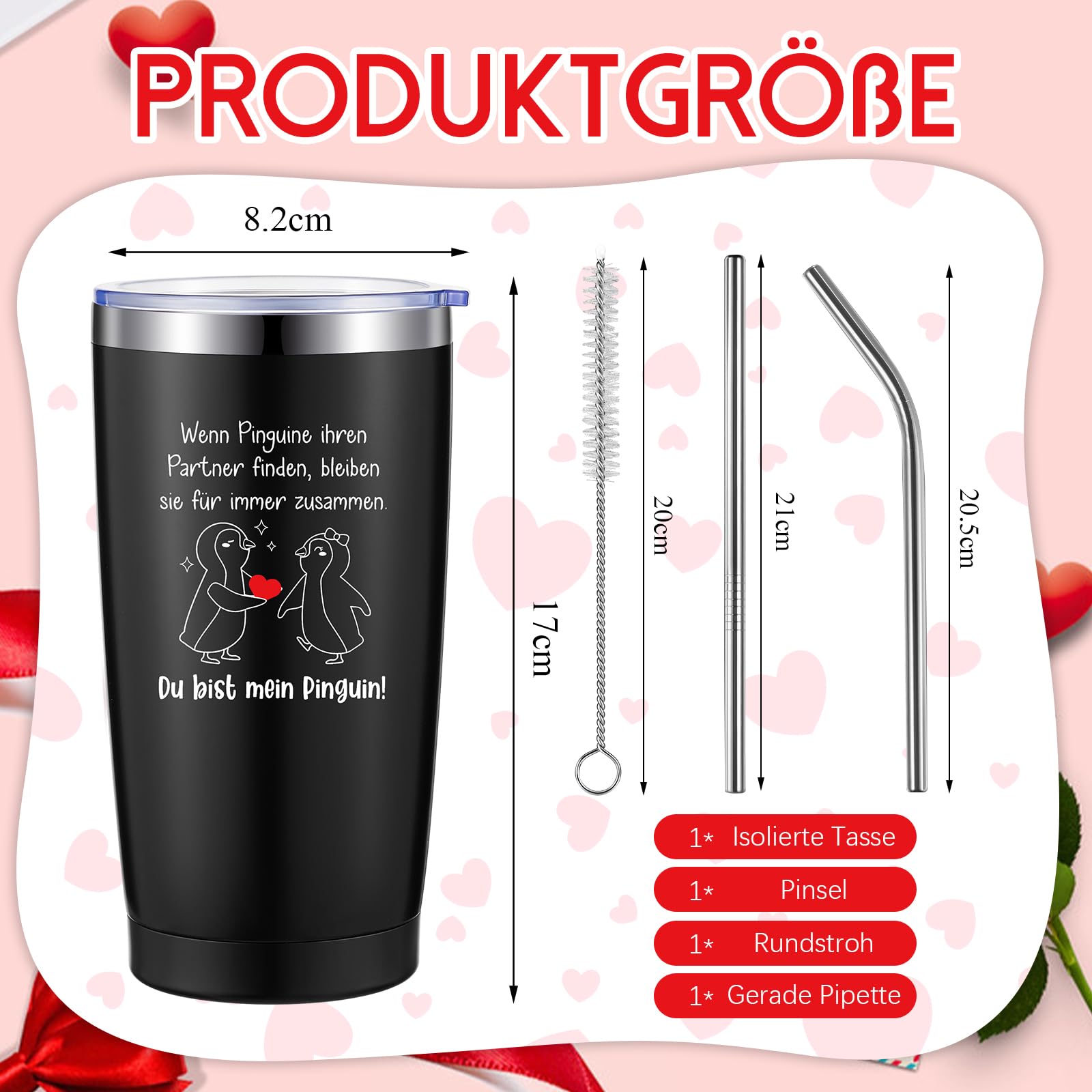 3 Stück Pinguin Geschenke Für Frauen 350 Ml Thermobecher