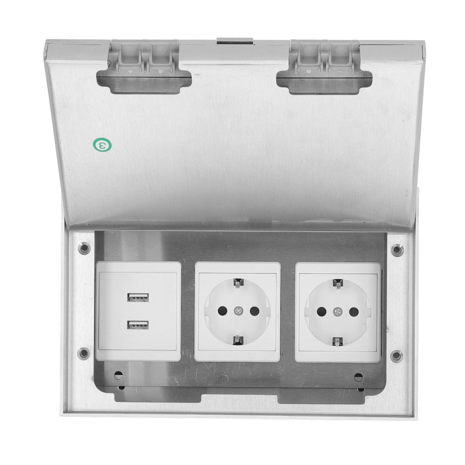 Generic Kit Scatola di Derivazione da Incasso a Pavimento Impermeabile in Acciaio Inossidabile Flessibile 4KW con 2 Porte USB Standard 2 Negozio di Bricolage Materiale 16A