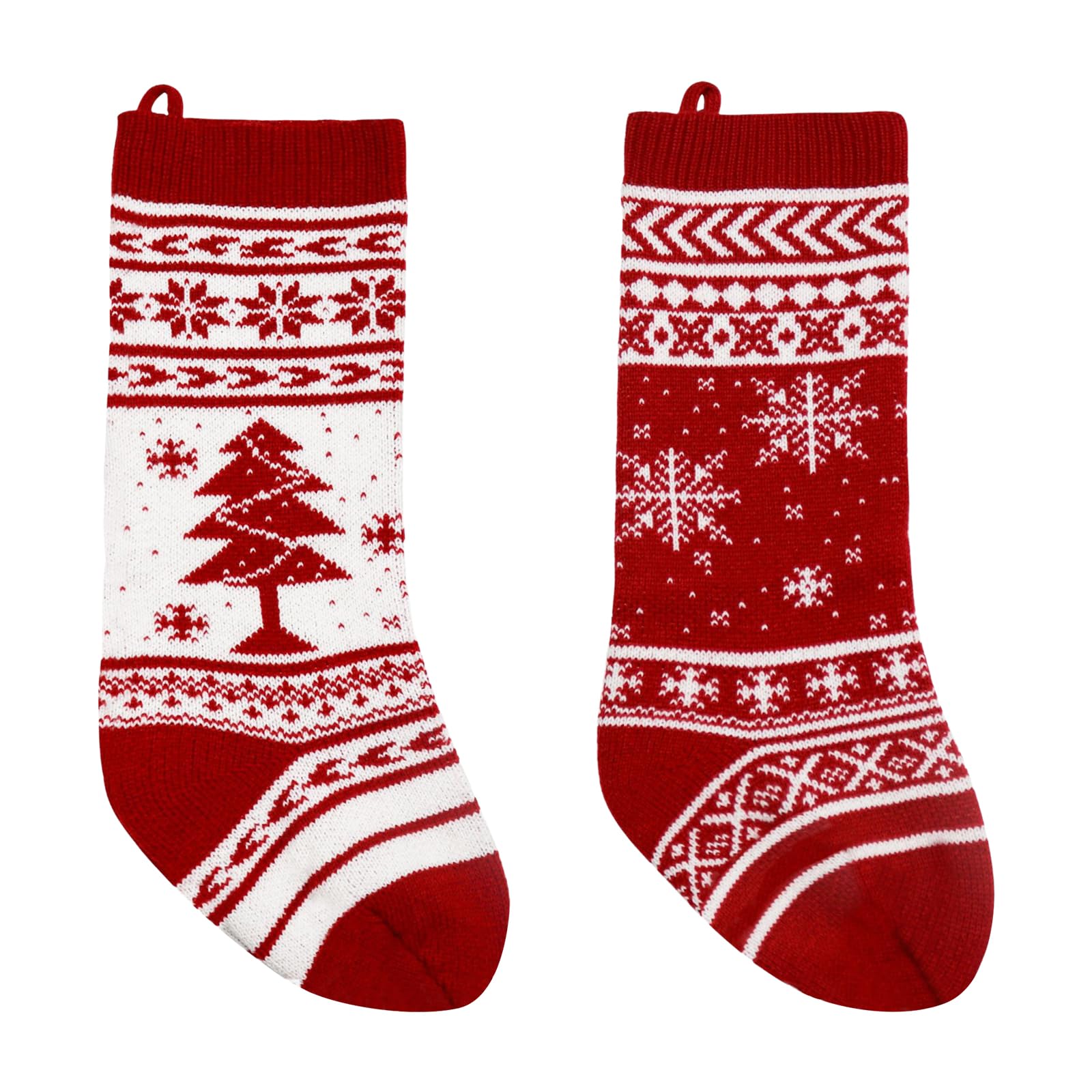 Valicaer Medias de Navidad, 2 medias de Navidad de punto, personalizables, bolsa de caramelos, bolsa de regalo de reno, bolsa de caramelos, relleno suave para decoración colgante de granja