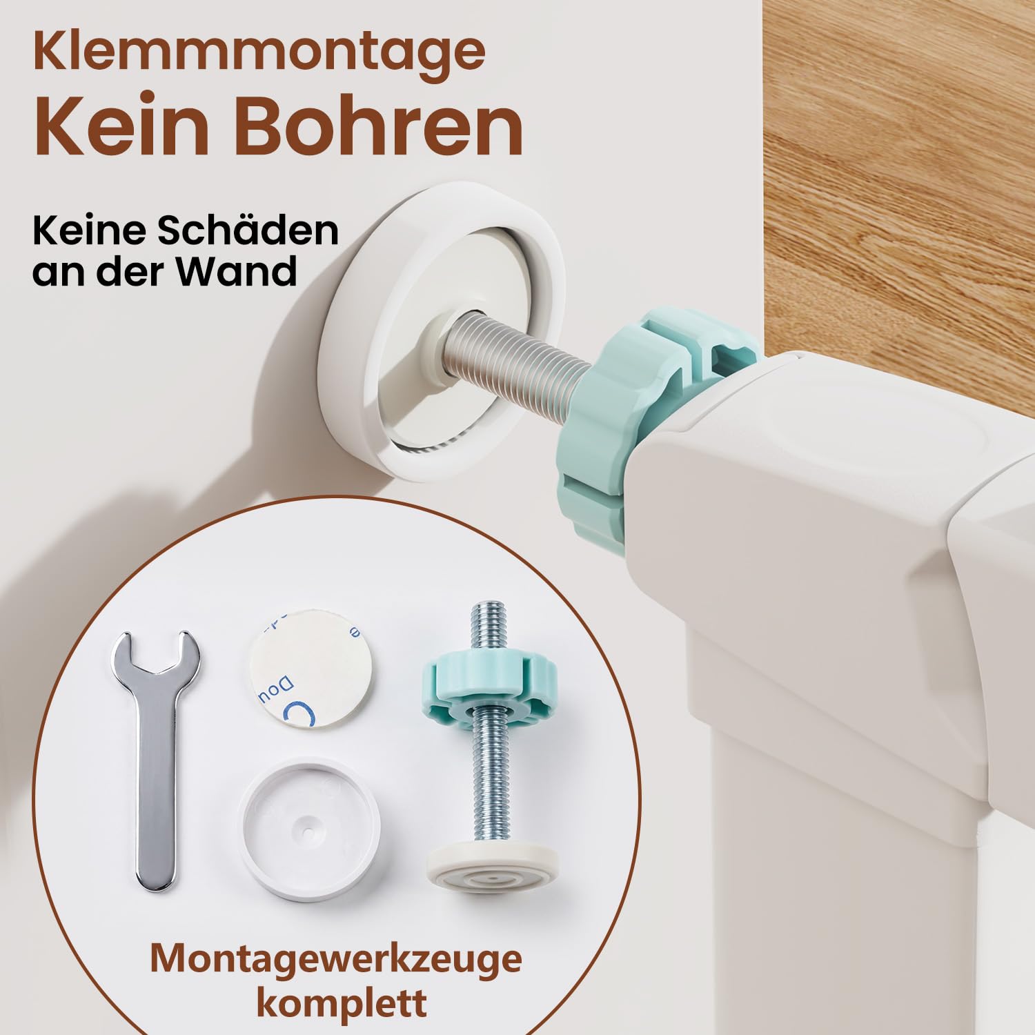YEAUPE PRO Treppenschutzgitter ohne Bohren,92-95cm,Türgitter Baby Weiß