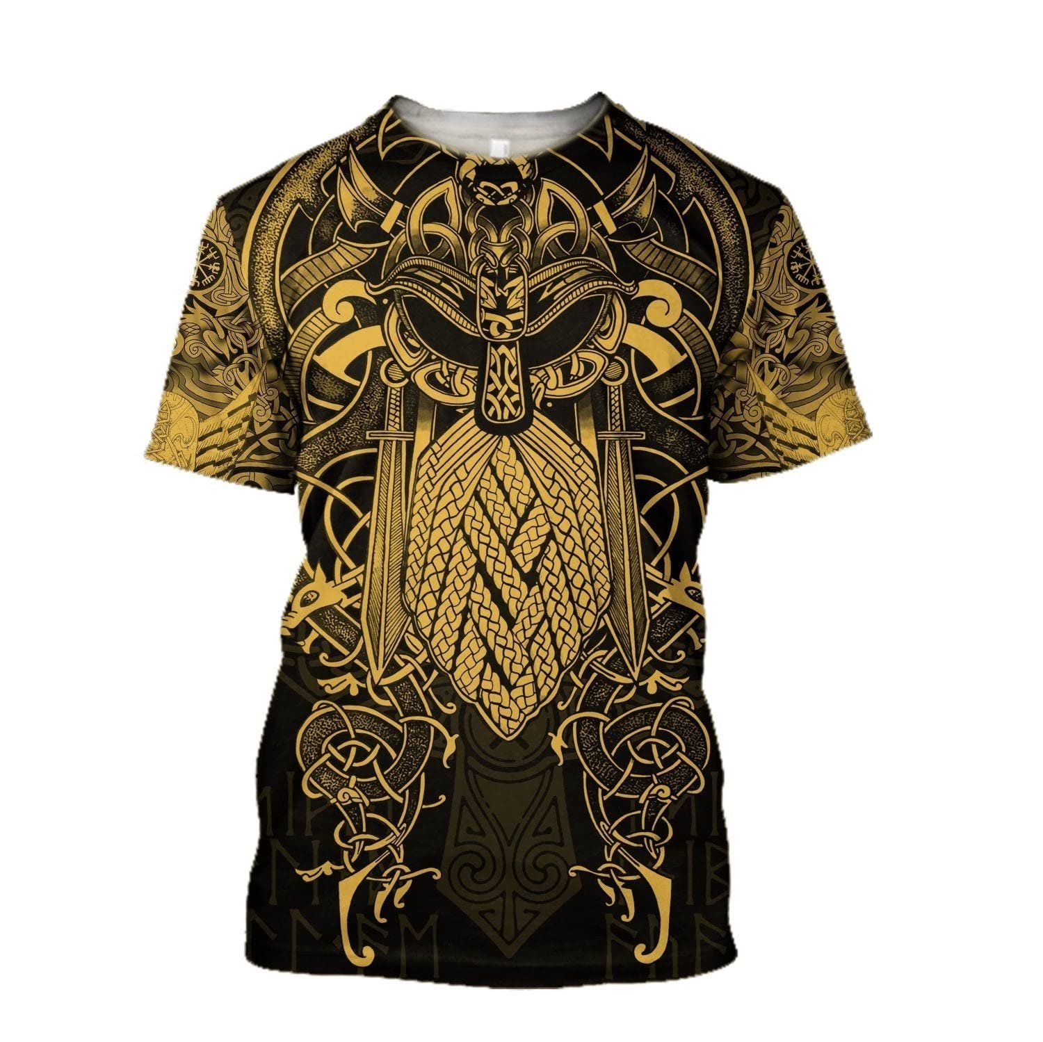 T-shirt Vikings corbeau jaune d'Odin imprimé Harajuku 5XL