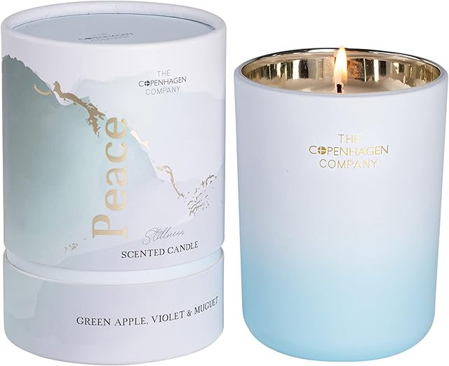 Luxury Aromatherapy Scented Candle Gifts for Women. Natural Blend and Long Lasting Fragrance | Green Apple, Violet & Muguet | Over 45 Hours Burn time | The Copenhagen Company - Danish Hygge