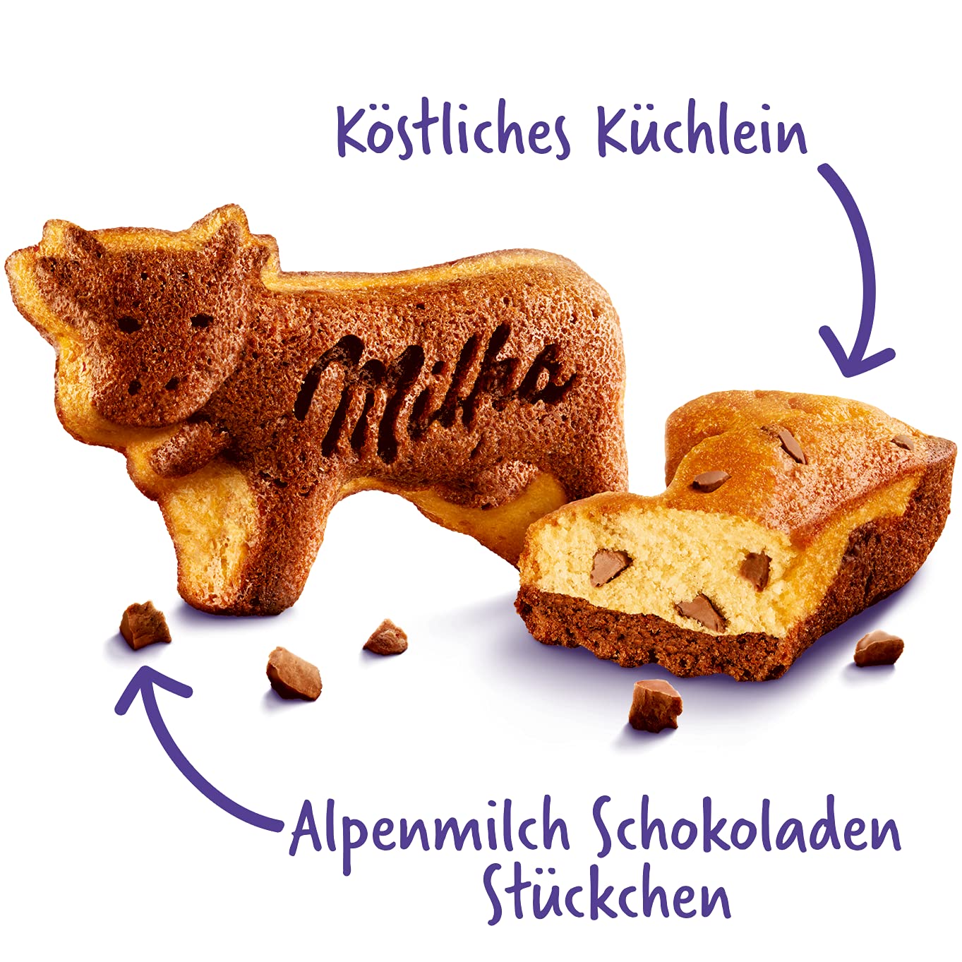 Milka Soft Moo 16 x 140g, Kleine Kuchen in Kuhform mit zarter Alpenmilch Schokoladenstückchen