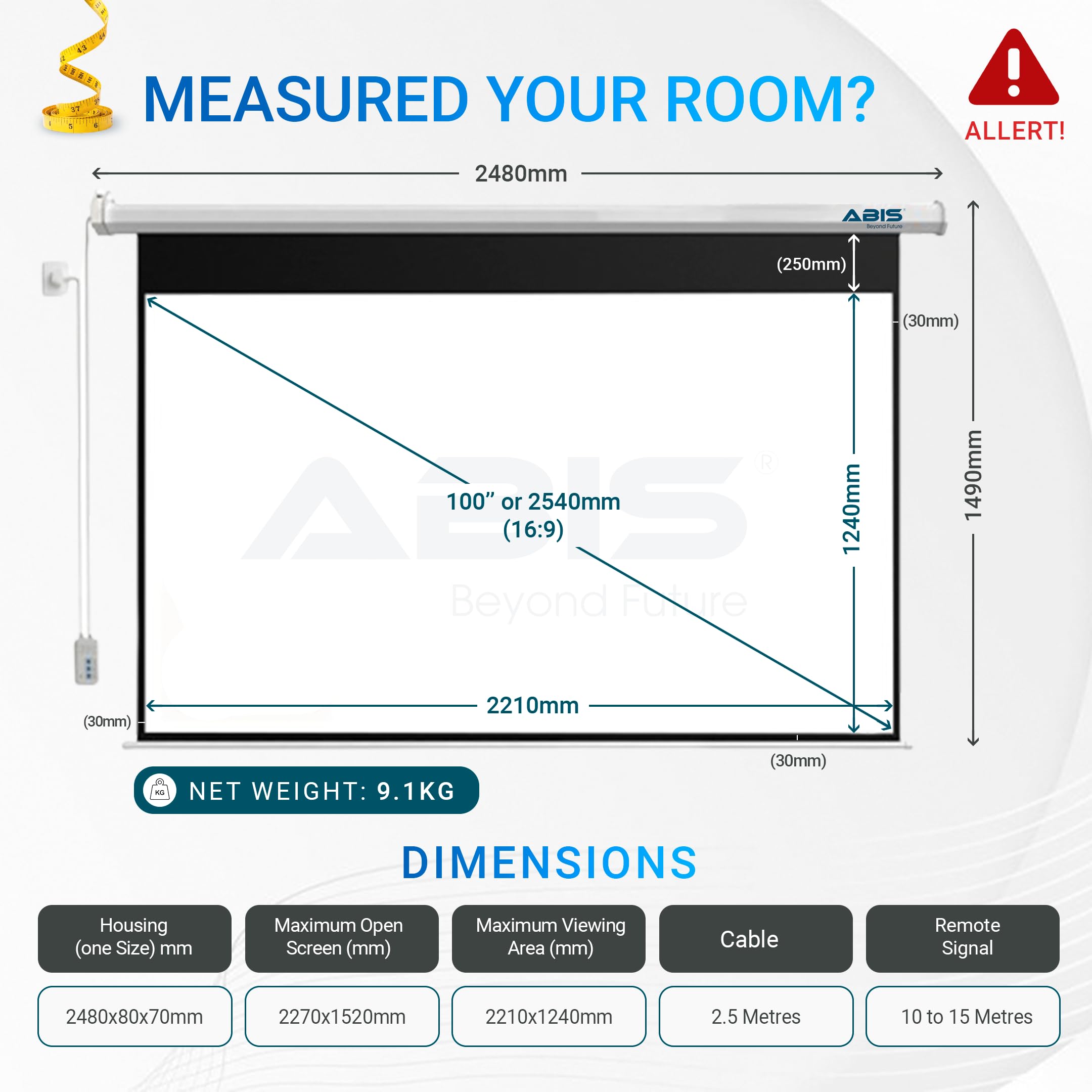 16 9 Projector Screen Sizes Electric Projector Screen 100