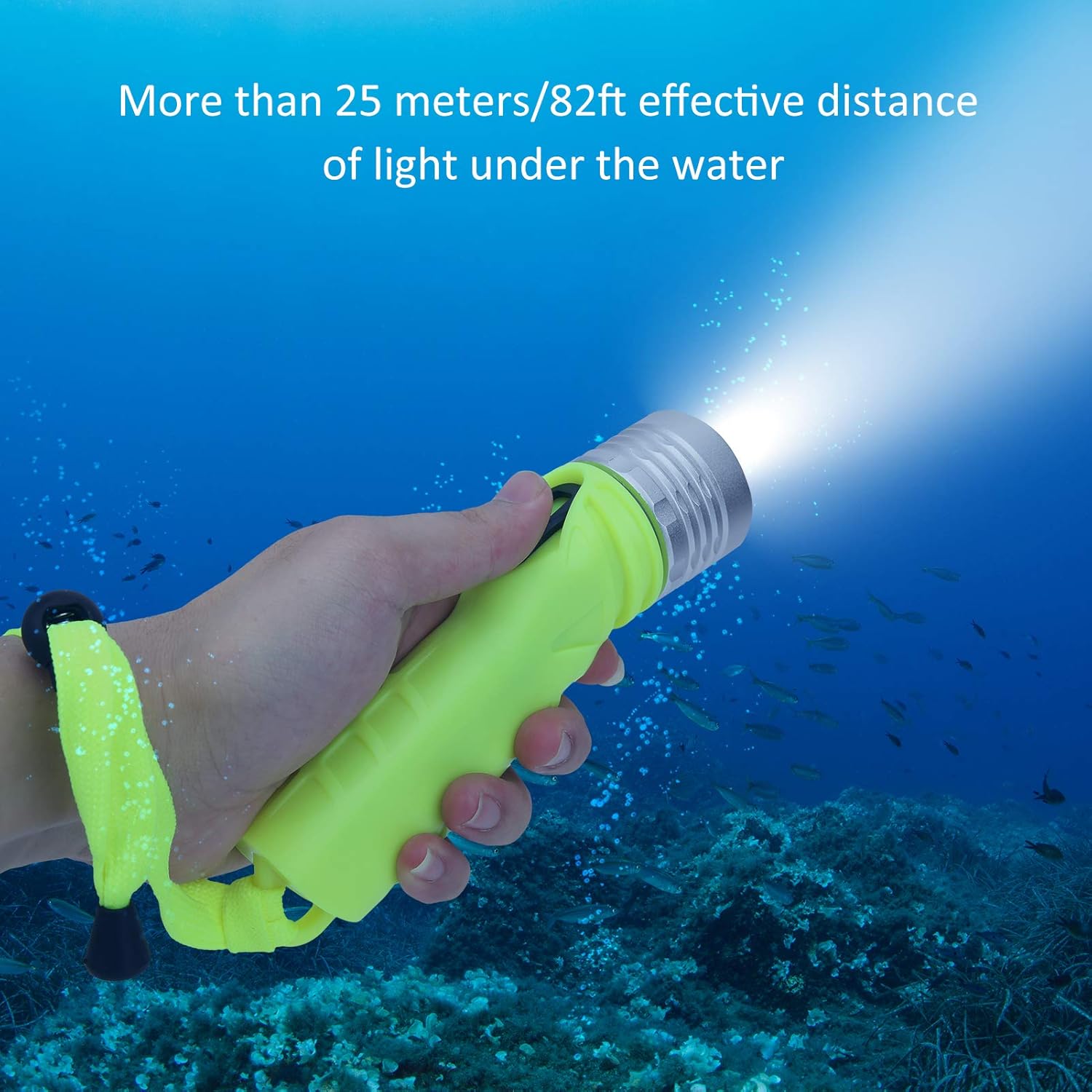 4 AA Battery Diving Flashlight, LED Underwater Light, Snorkeling, Camping and Emergency,
