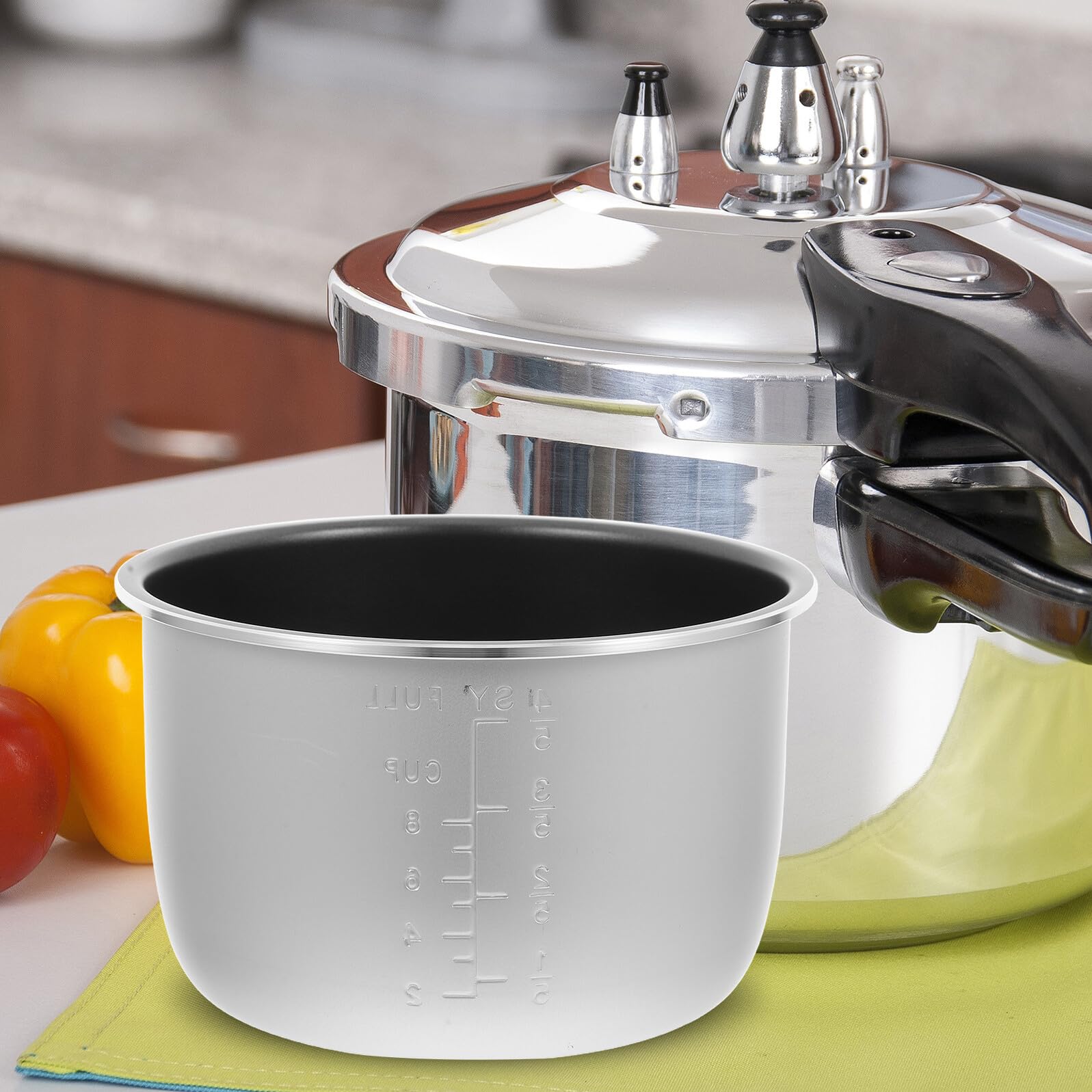 PRETYZOOM Olla Interior para Olla Eléctrica 4l de Aleación de Aluminio Antiaherrumbre Revestimiento Antiadherente Rápida Cocción para Cocina y Repuesto de Presión