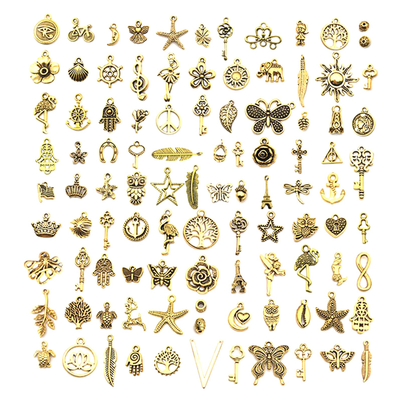 PAITOK Charms Pendants for Jewellery Making,100 Pieces Mixed Retro Alloy Charms Set for Bracelet Necklace Earrings Making DIY Crafts