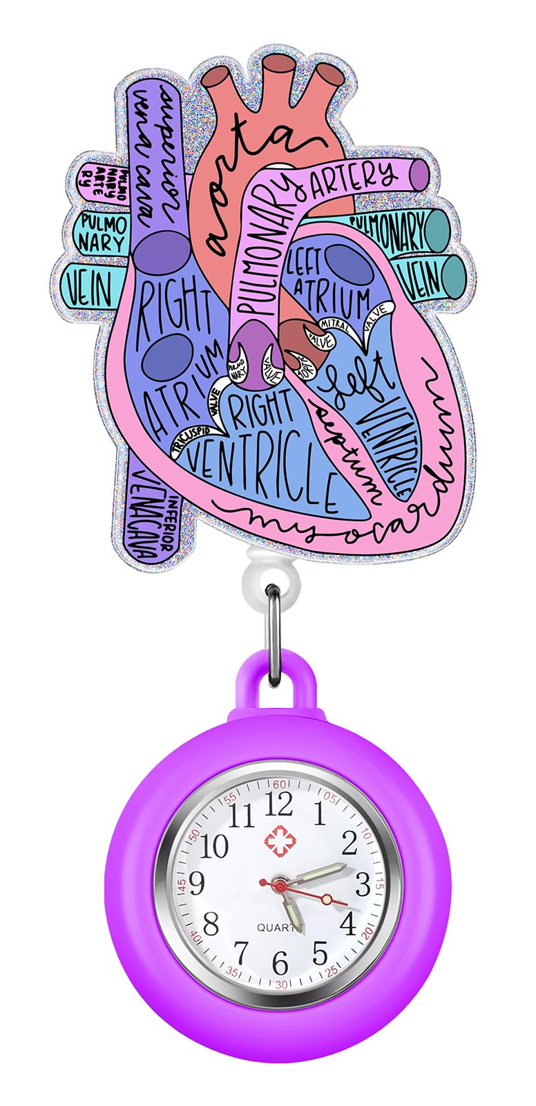 Plifal Nurse Pocket Watch Nursing Badge Fob with Second Hand - Retractable Clip On Clock with Secondhand for Medical Staff Women Men