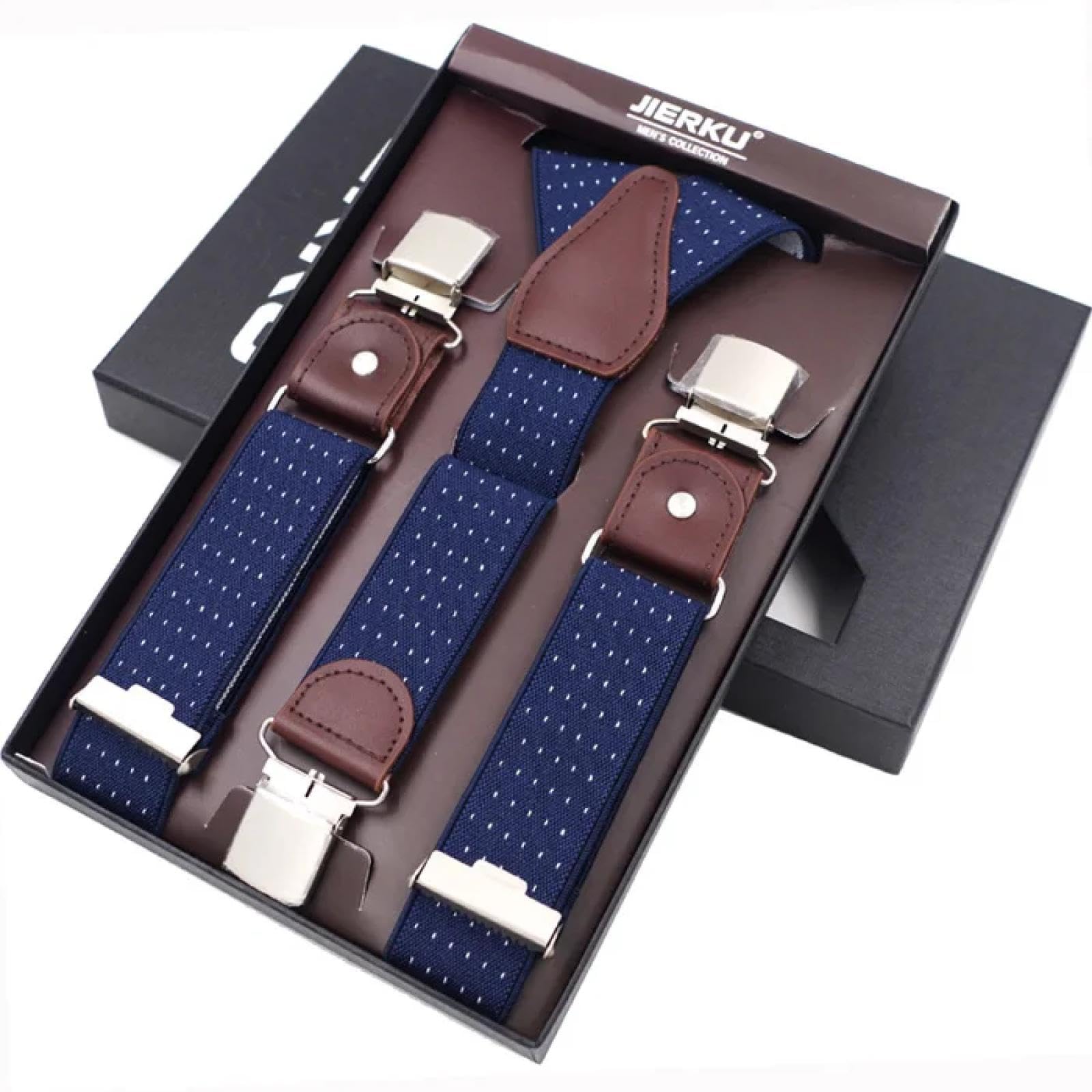 Bretelle Suspender Bretelle da Uomo Bretelle 3 Clip Sospensori Casual in Pelle Cinturino per Pantaloni Regalo per papà Bretelle