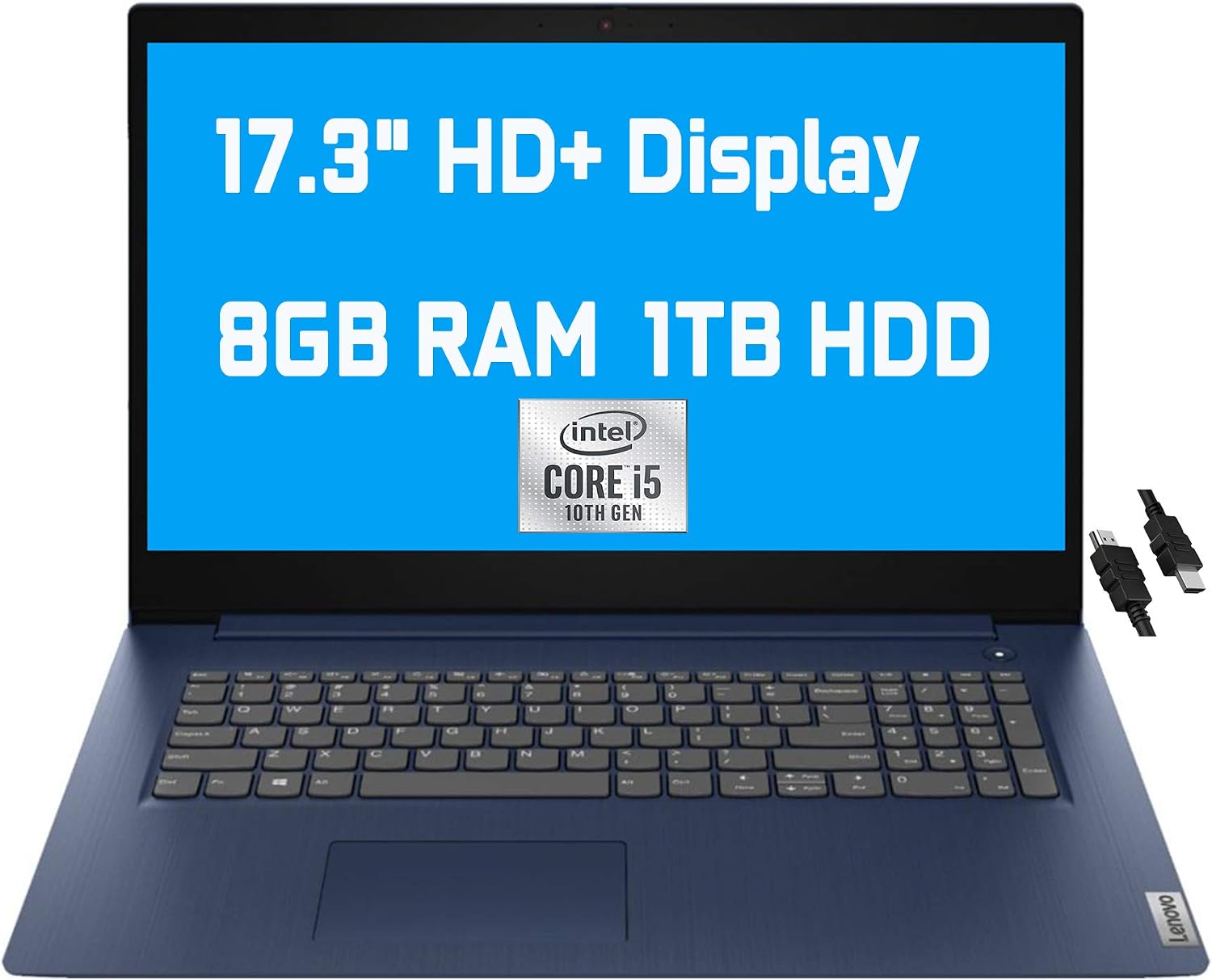 Lenovo IdeaPad 3 Business Laptop 17.3" HD+ Display 10th Gen Intel 4-Core i5-1035G1 (Beats i7-8665U) 8GB RAM 1TB HDD Intel UHD Graphics Fingerprint Dolby Win10 + HDMI Cable