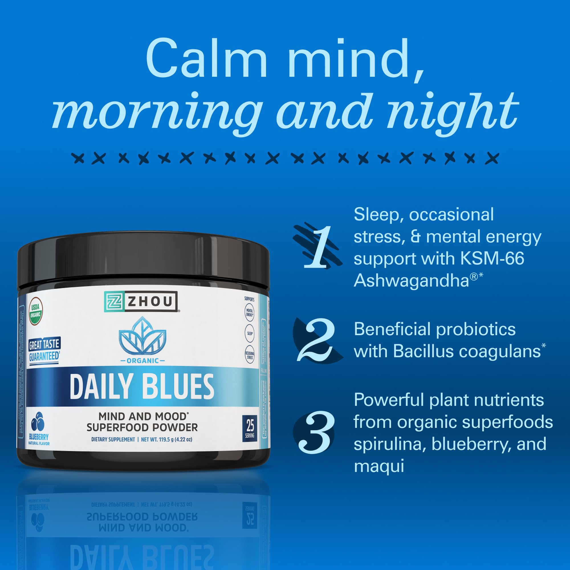 Amazon.com: Zhou Daily Blues - Blue Spirulina Powder Organic, Blue