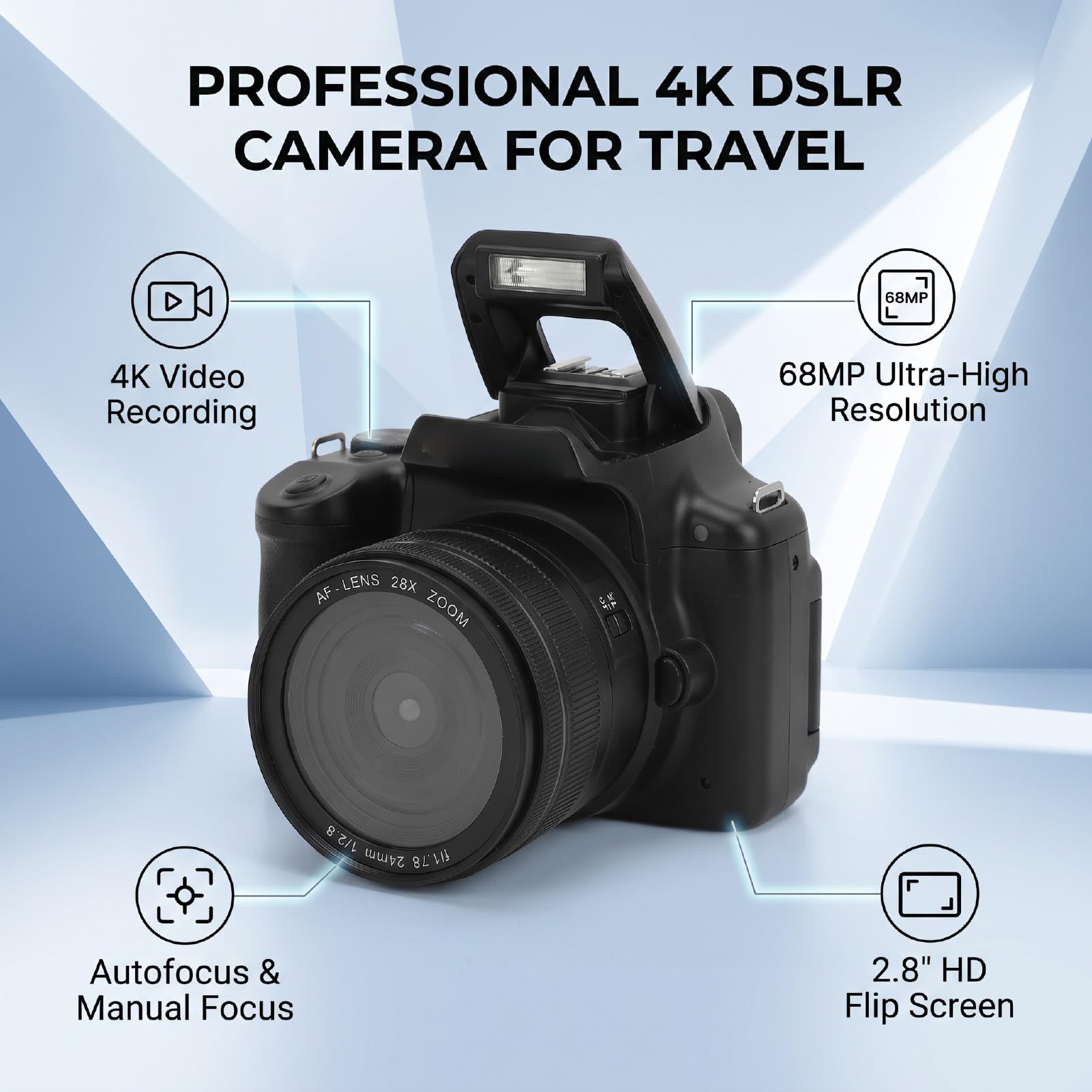 Fotocamera DSLR, Obiettivo Zoom 4K AF 28X da 68 MP