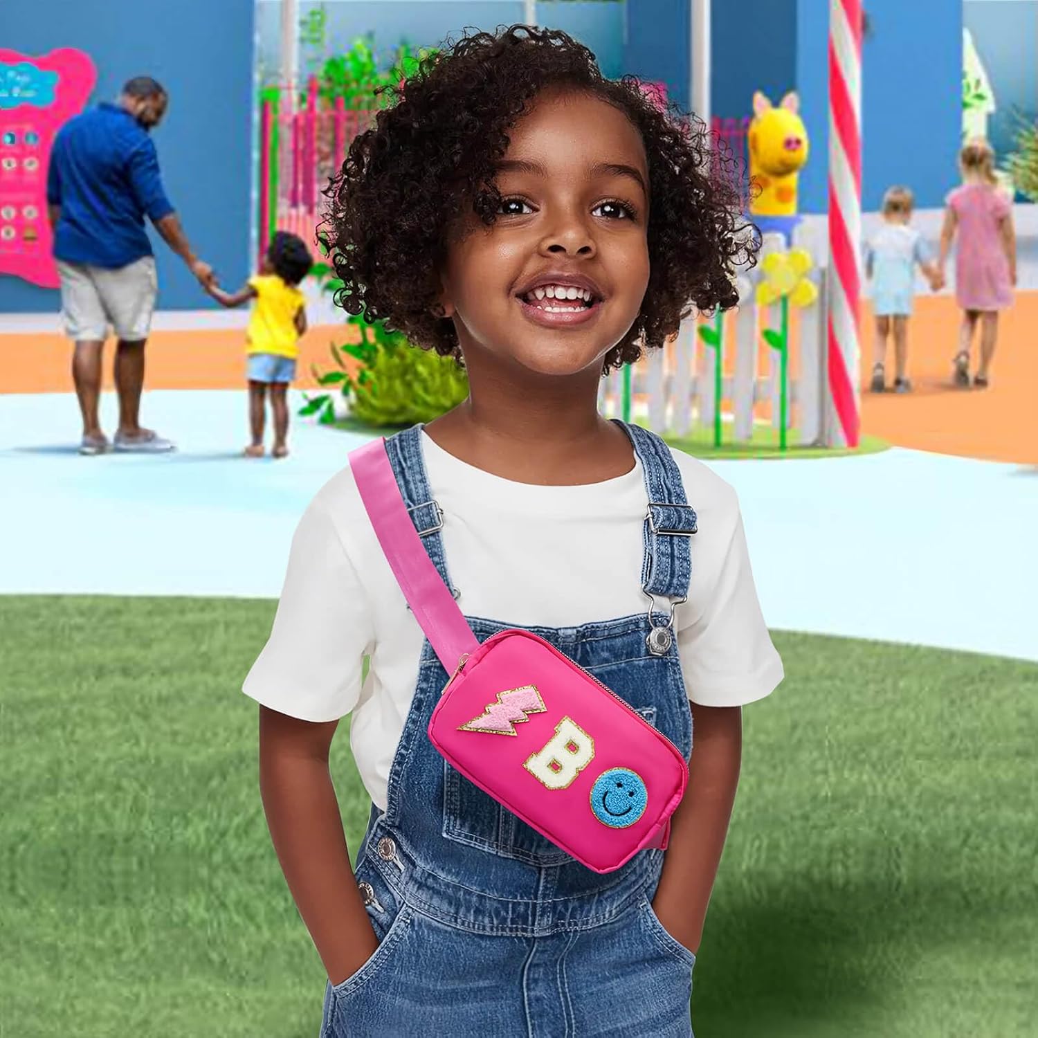 Fanny Pack for Girls Crossbody Bag, Preppy Nylon Kids Belt Bag for Birthday Christmas Graduation Personalized Gifts, Pink Chenille B Letter for Women Teen Girls Fanny Pack - Image 5