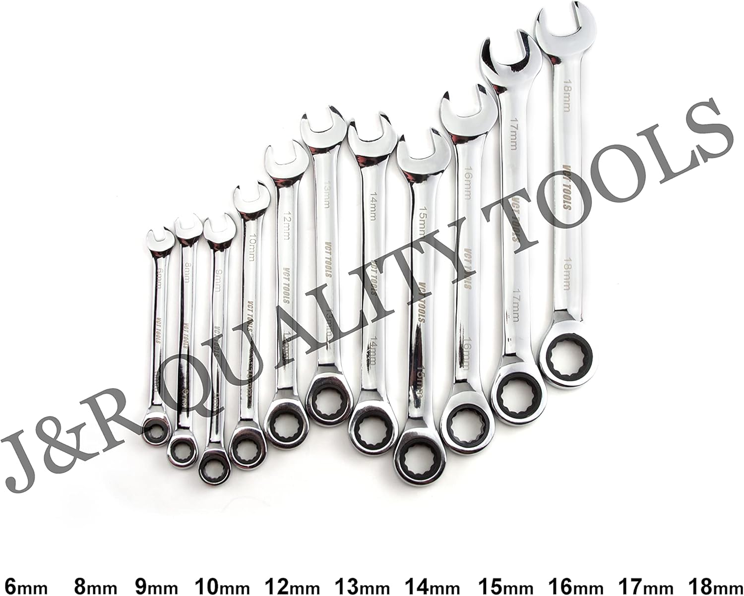VCT 48PC Ratcheting Combination Wrench Set SAE & Metric 1/4″ to 3/4″ & 6-18mm, & Hex/Allen Ball End Wrench Sets MM/SAE, Chrome Vanadium Steel, with Carrying Bag