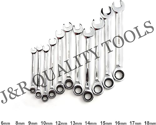 Miniatura 5 de VCT Juego de llaves combinadas de trinquete de 48 piezas SAE y métricas de 1/4 a 3/4 pulgadas y 0.236-0.709 in, y juegos de llaves de extremo de