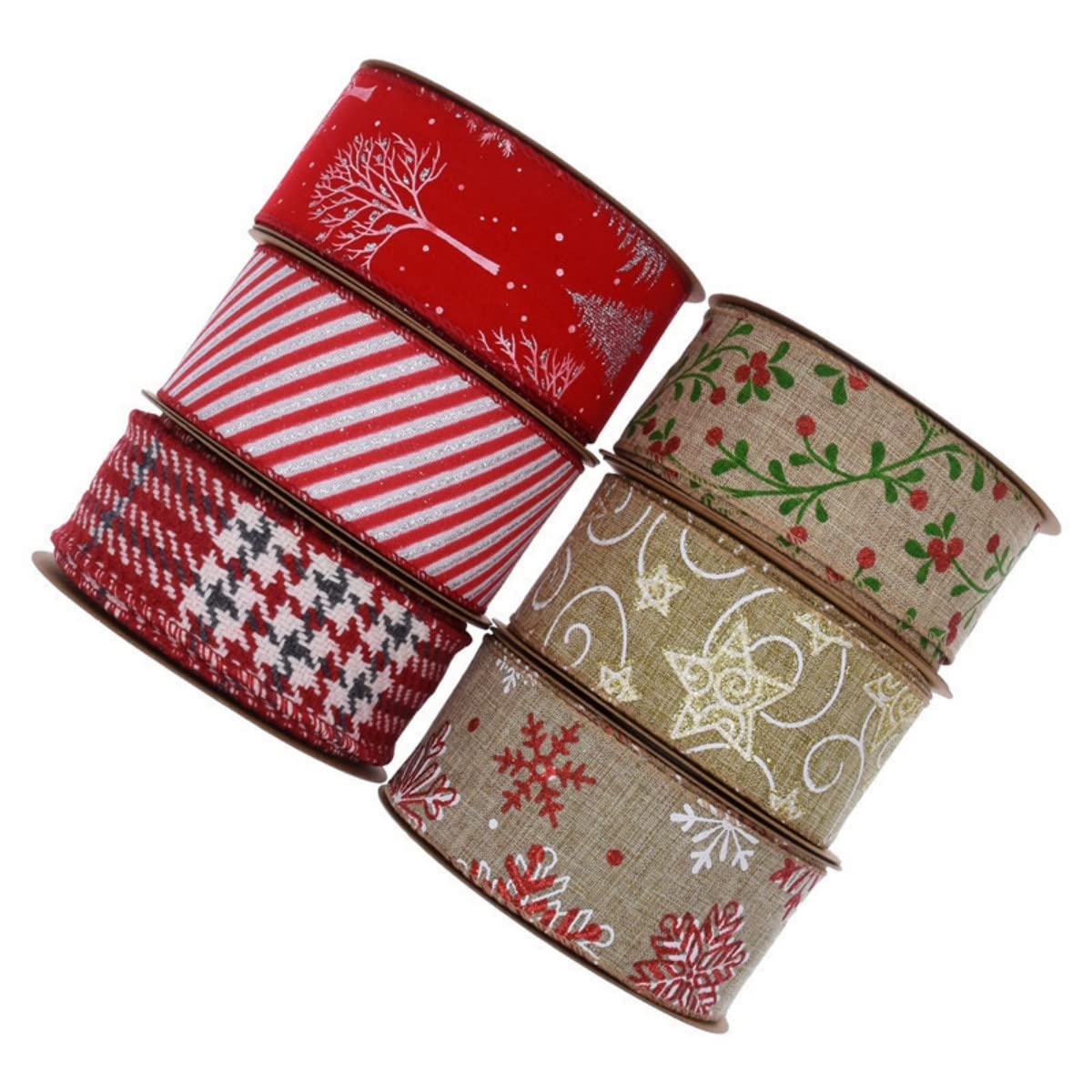 Geschenkband, Geschenkband für Weihnachten, 5 mm Sackleinen-Drahtband, Drahtkantenband, Weihnachts-Drahtband, Sackleinenband, Bauernhaus-Bastelband, DIY-Stoffband for Geschenkverpackung, Weihnachtsdek