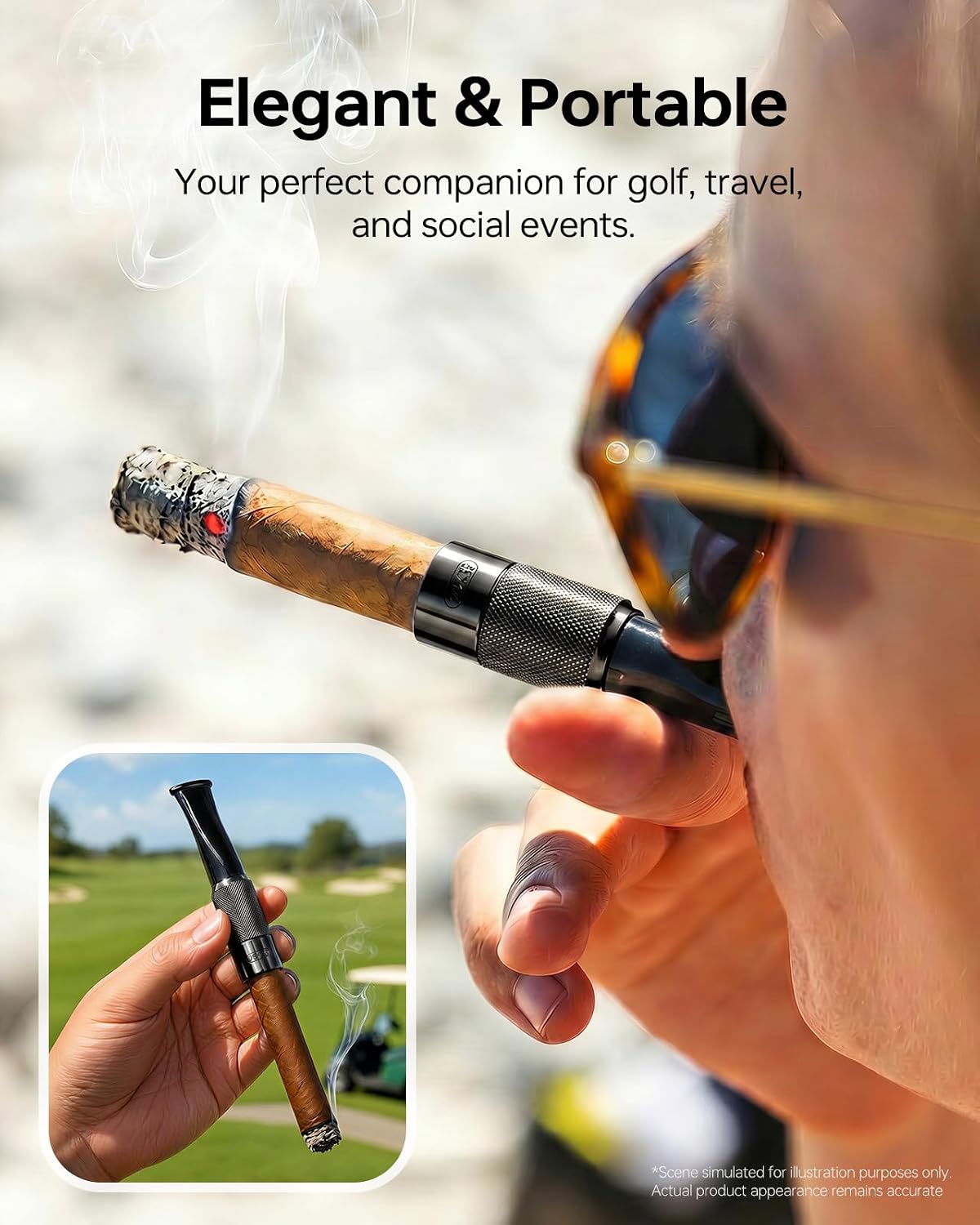 Cigarillo Mouthpiece Set with Beechwood Case,Black