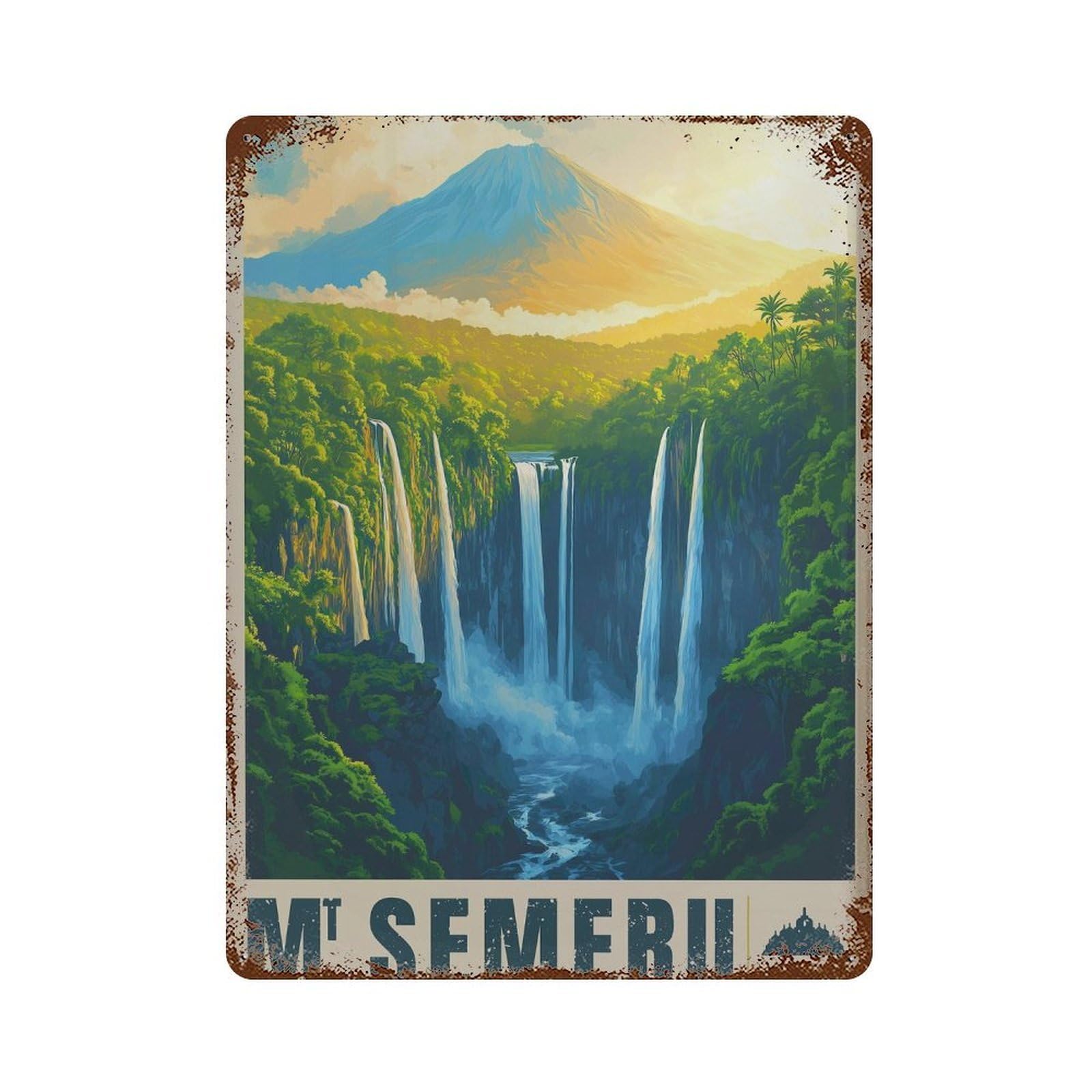 xiaoxiaoshen Mount Semeru Volcano East Java Travel Wall Decor Art Metal Tin Poster Modern Home Decor Art Home Bar Shop Decorations Vintage Sign 40x30cm