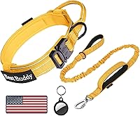 Vista 7 de AUBELL Juego de collar y correa táctico para perro, collares militares K9 reflectantes, ajustables, de servicio pesado, con asa y hebilla de metal