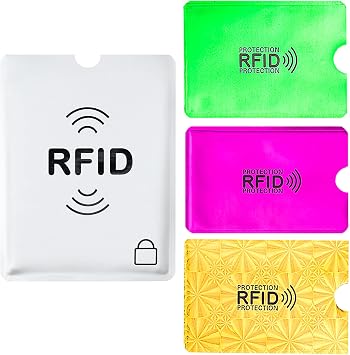 Aigee 28 RFID Blocking Sleeves (24 Credit Card Protector Holders in 12 colors & 4 Passport Protectors), Identity Theft Protection Secure Sleeve for Credit Cards, Debit Card, 2pcs Clear Plastic Sleeve